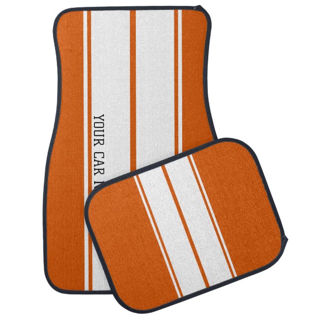 Racing Stripe Plate Frame - Orange Car Floor Mat (Set)
