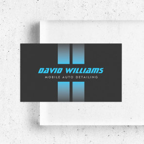 RACING STRIPES BLUE/GRAY Auto Detailing, Repair Business Card