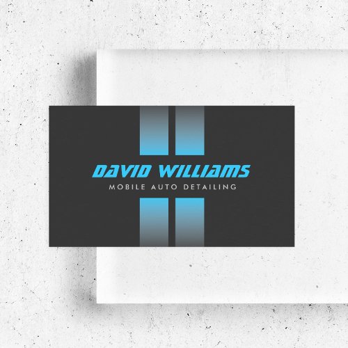 RACING STRIPES BLUEGRAY Auto Detailing Repair Business Card
