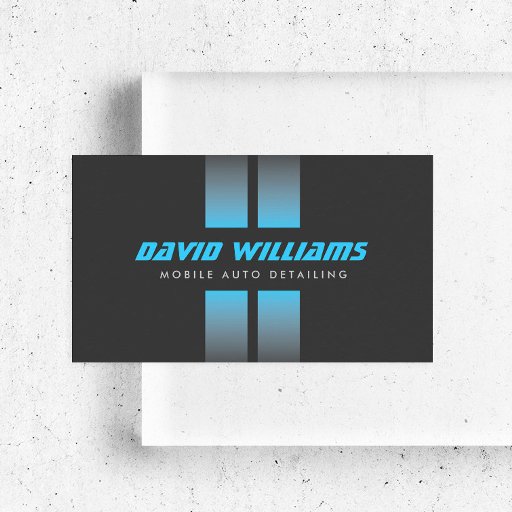 Customizable RACING STRIPES BLUE/GRAY Auto Detailing, Repair Business Card Templates