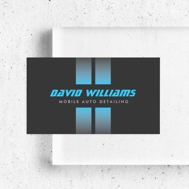 RACING STRIPES BLUE/GRAY Auto Detailing, Repair Business Card (Creator Uploaded)