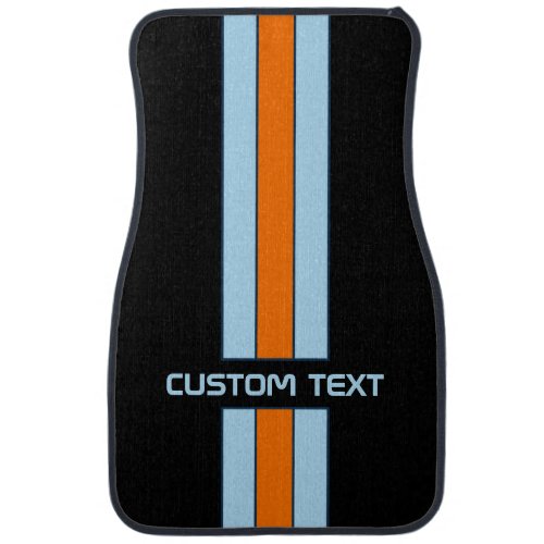 Racing Stripes Blue Orange Gulf Mats _ custom text