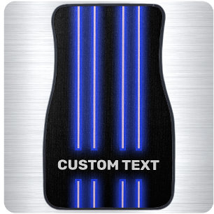 Racing Stripes Custom NAME Blue Neon Underglow Car Floor Mat