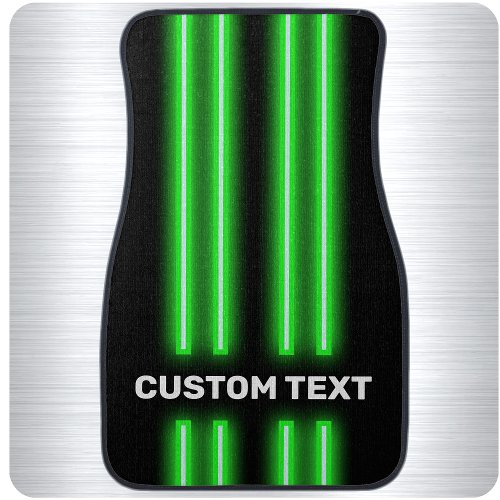 Racing Stripes Custom NAME Green Neon Underglow Car Floor Mat