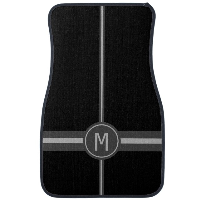 Racing Stripes Monogrammed Car Floor Mat (Front)