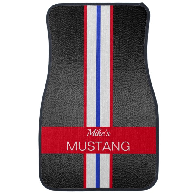 Racing Stripes Personalized Car Floor Mat (Front)