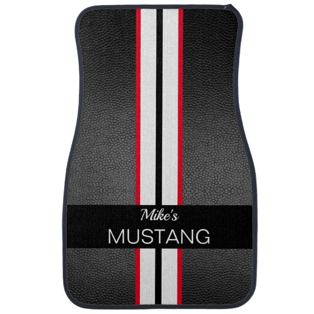 Racing Stripes Personalized Car Floor Mat (Front)