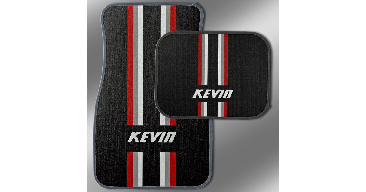 Racing Stripes Personalized Car Mat | Zazzle
