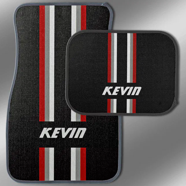 Racing Stripes Personalized Car Mat | Zazzle