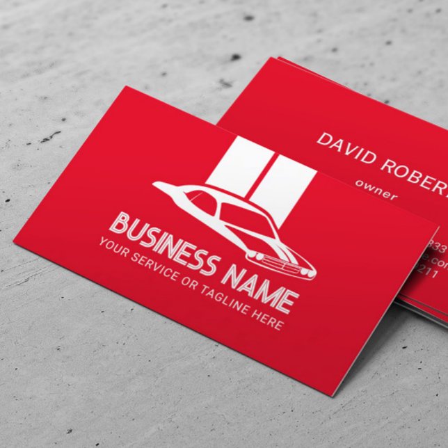 Racing Stripes Red Car Professional Automotive Business Card (Creator Uploaded)