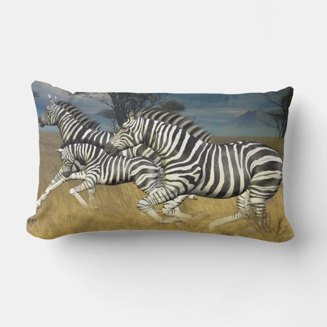 Racing Stripes - Running Zebra Lumbar Pillow (Front)