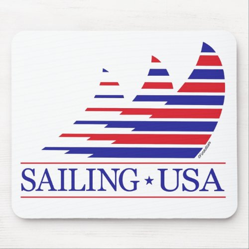 Racing Stripes_Sailing USA Mouse Pad