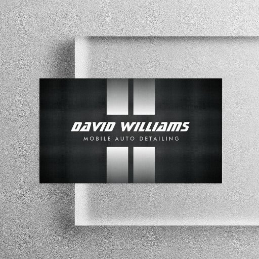 Customizable RACING STRIPES WHITE/BLACK Auto Detailing, Repair Business Card