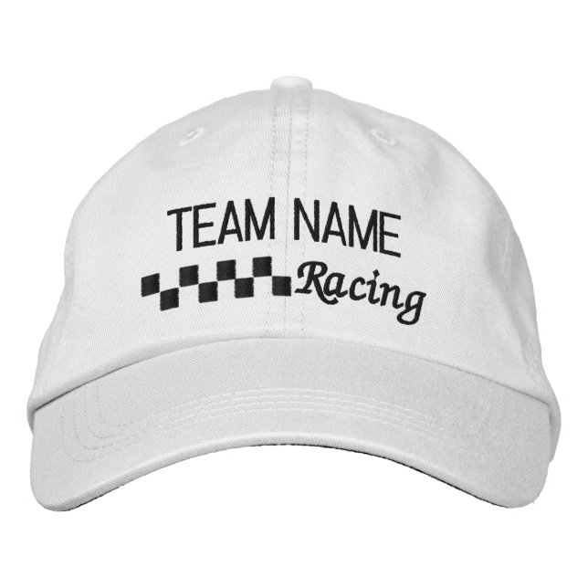 Racing Team Check Embroidered Baseball Cap (Front)