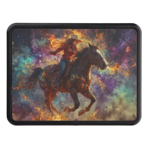 Racing the Flames _ Cowgirl and Horse Hitch Cover