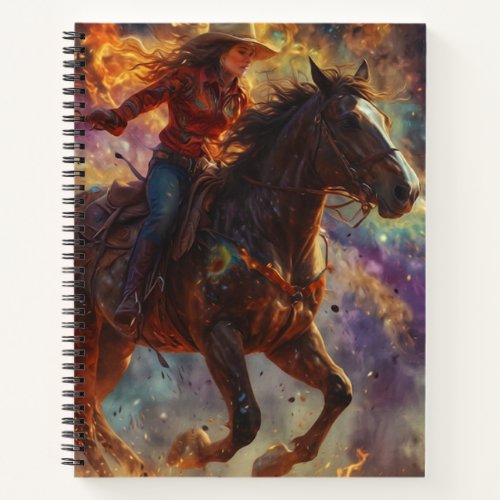 Racing the Flames _ Cowgirl and Horse Notebook