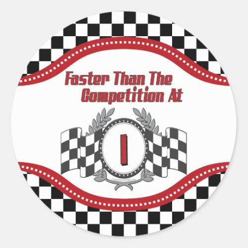 Racing Themed 1st Birthday Classic Round Sticker