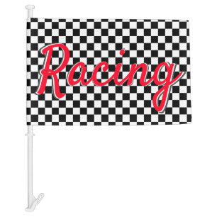 Racing Themed Black and White Check Car Flag