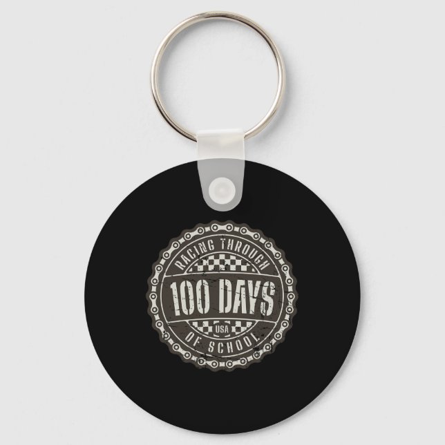 Racing Through 100 Days of School - Motorcycle Dir Keychain (Front)