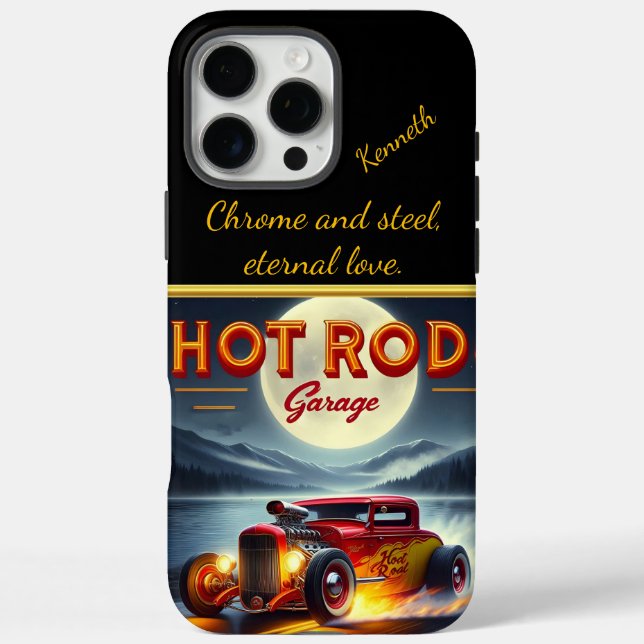 Racing through a moonlit landscape in a hot rod Case-Mate iPhone case (Back)