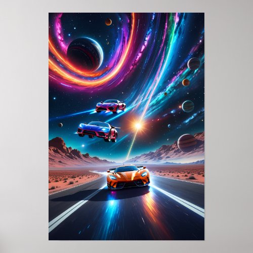 Racing through the Cosmic Trails Poster