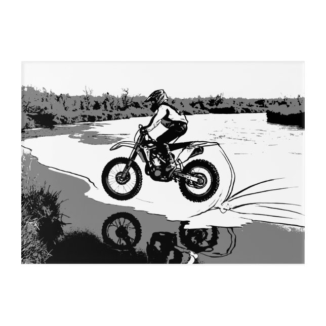 Racing Through Water - Motocross Rider Acrylic Print (Front)