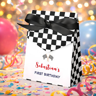 Racing to one first kids birthday favor boxes