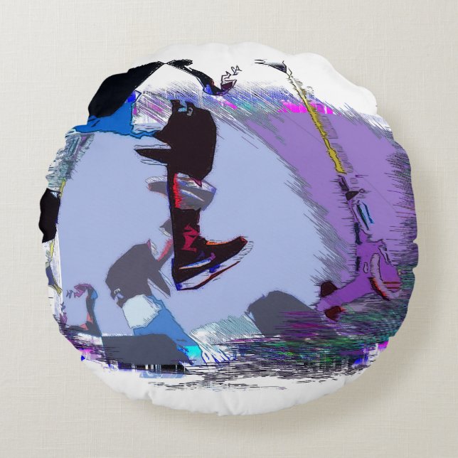 Racing To Scoot - Stunt Scooter   Round Pillow (Front)