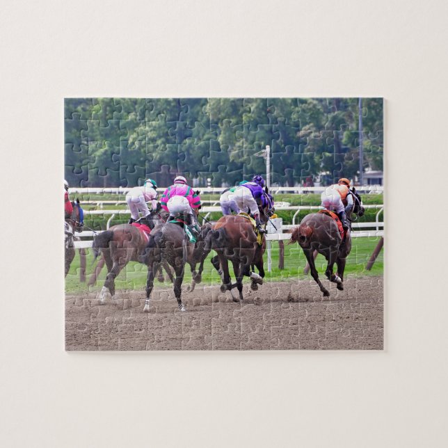 Racing to the Finish Line at Saratoga Jigsaw Puzzle (Horizontal)