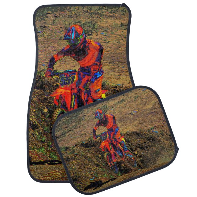 Racing to Win - Motocross Racer Car Floor Mat (Set)