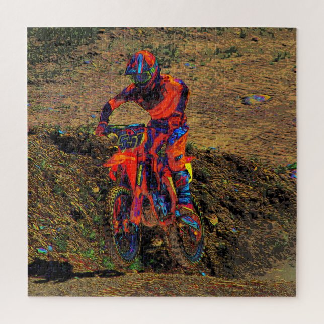 Racing to Win - Motocross Racer  Jigsaw Puzzle (Vertical)