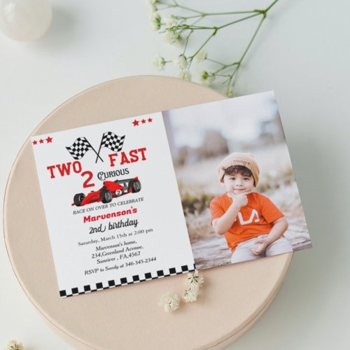 Racing two fast car boy 2nd birthday party    invitation