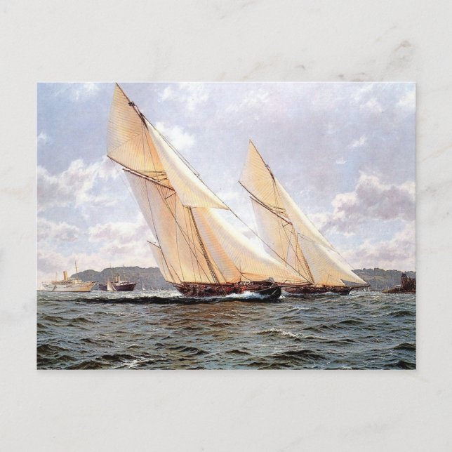 Racing yachts and steamships postcard (Front)
