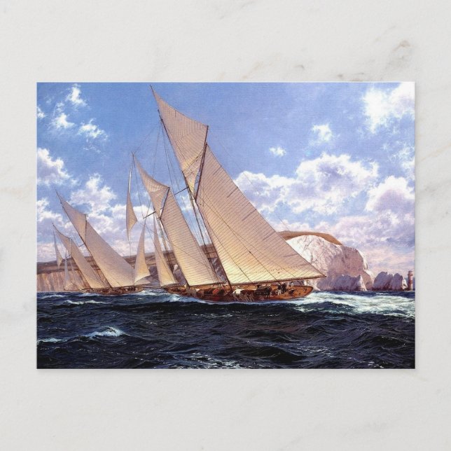 Racing yachts at the Needles, Isle of Wight Postcard (Front)