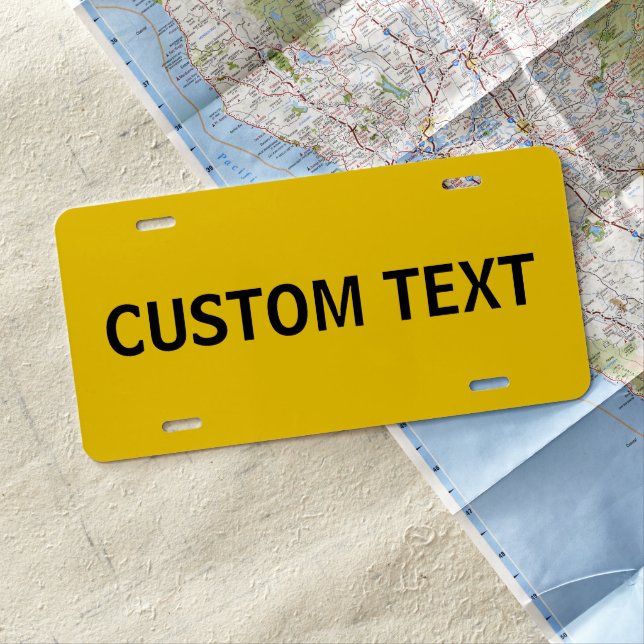 Racing Yellow Custom Text License Plate (In Situ)