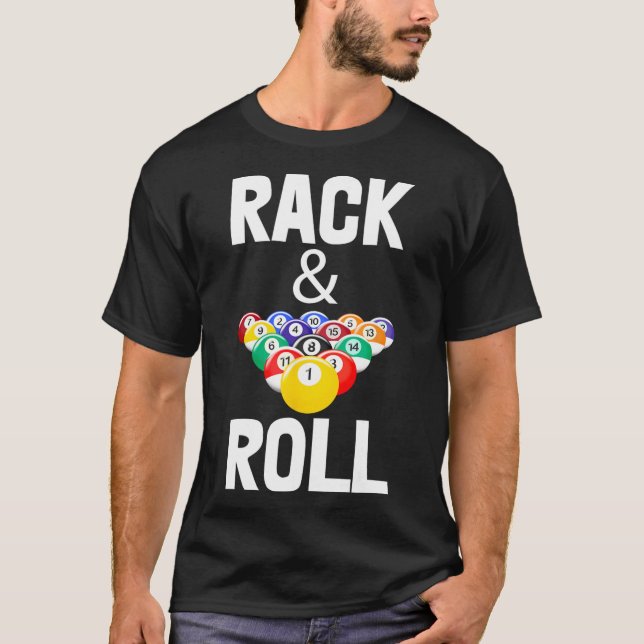 Rack &amp; Roll Tee Shirts Cool Billiard Ball Tees (Front)