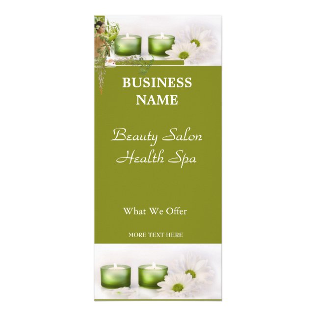 Rack Card Beauty Health Spa Salon Green (Front)