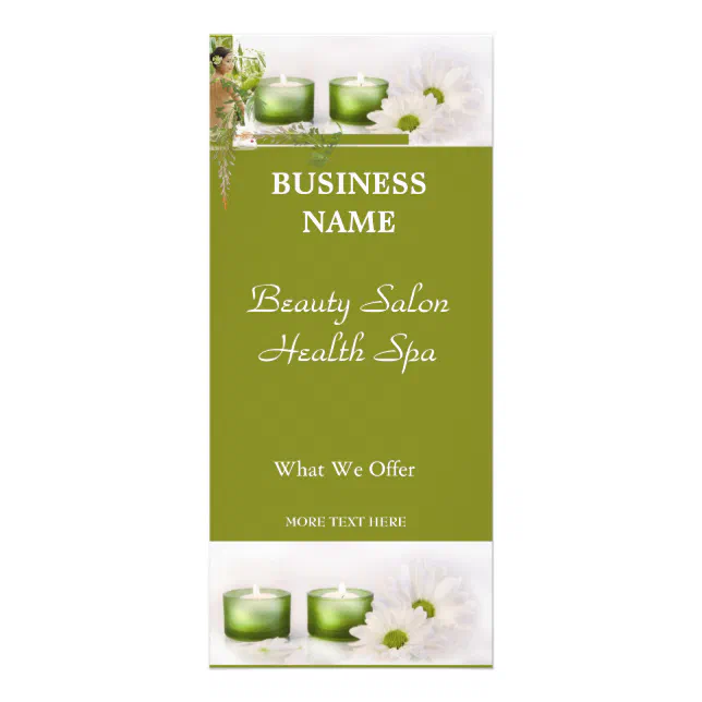 Rack Card Beauty Health Spa Salon Green | Zazzle