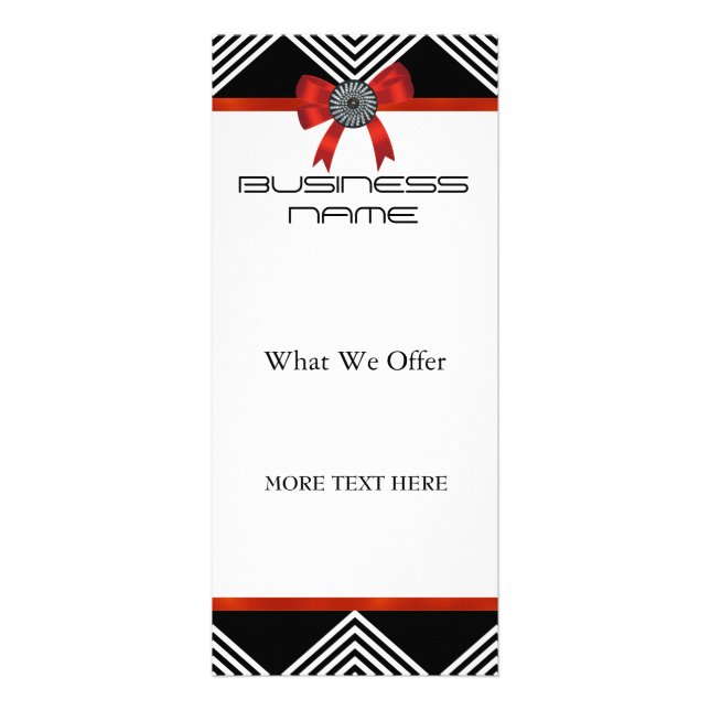 Rack Card Black White Stripe Red Bow (Front)