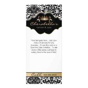 Rack Card Damask Gold Floral Salon Crown Fashion