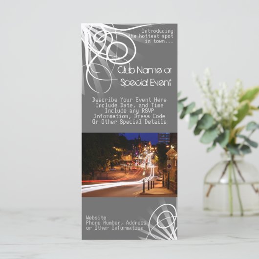 Rack Card Printing, Night Club / Party Theme (Standing Front)