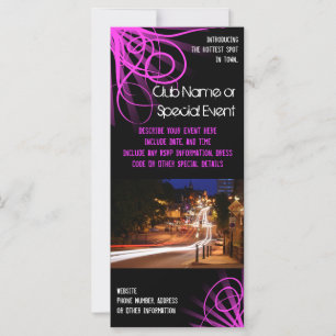 Rack Card Printing, Pink Night Club or Party Theme