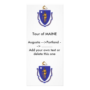 Rack Card with Flag of Massachusetts, U.S.A.