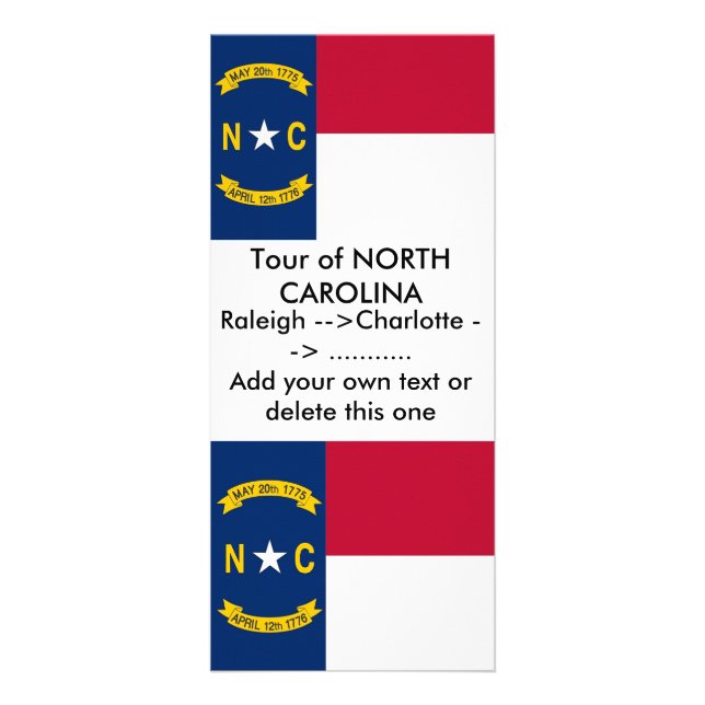 Rack Card with Flag of North Carolina, U.S.A. (Front)
