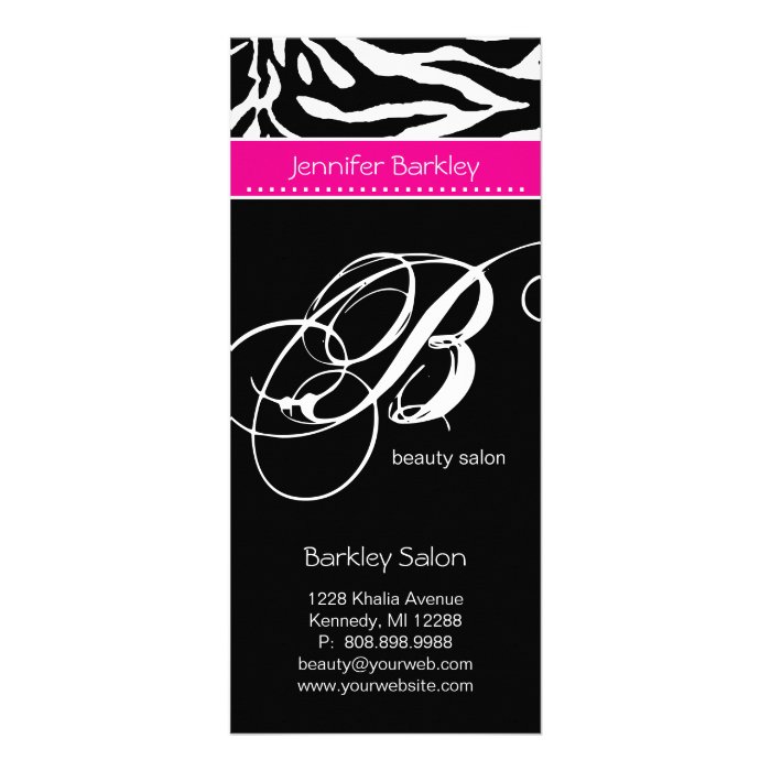 Rack Card Zebra Beauty Salon Spa Pink