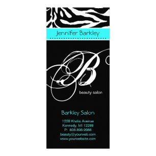 Rack Card Zebra Beauty Salon Spa Turquoise Blue