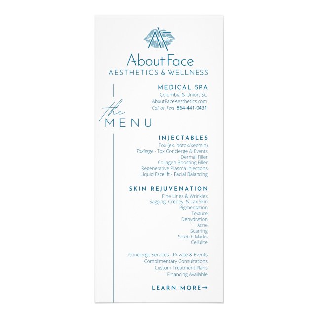 Rack CardsService Menu (Front)