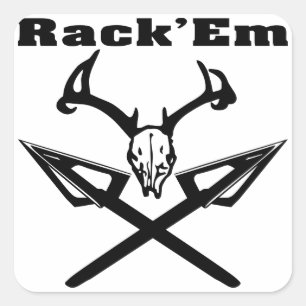 Rack’em Deer Skull & Arrows Square Sticker