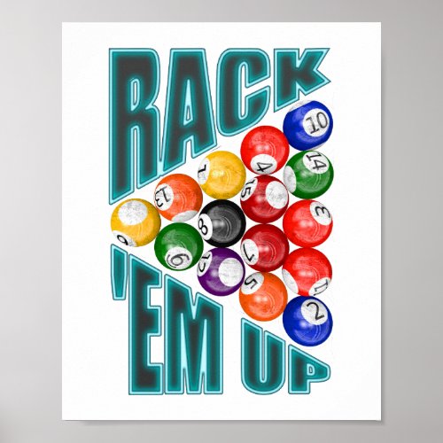 Rackem Up Billiards Poster