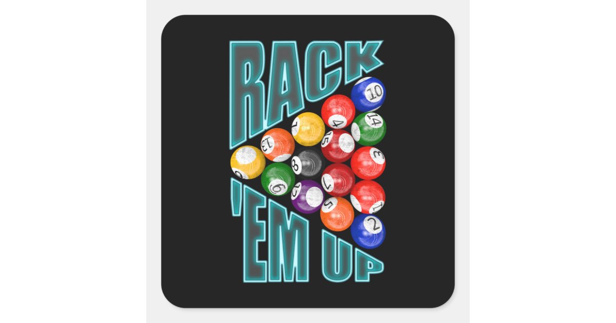 Rack’em Up Billiards Square Sticker Zazzle